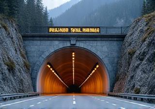 Eingang zu einem österreichischen Mauttunnel in den Bergen