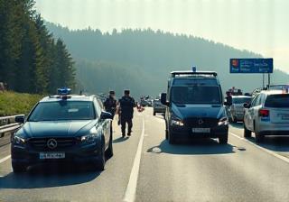 Österreichische Polizeikontrolle auf der Autobahn